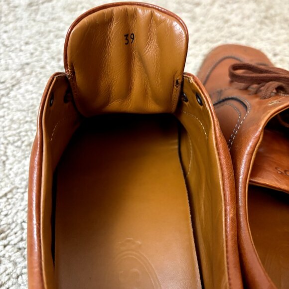 TOD'S $750 Brown Leather Wingtip Brogues‎ Size 39 EU Men's 9 Lace-Up Dress Shoes - Picture 9 of 16